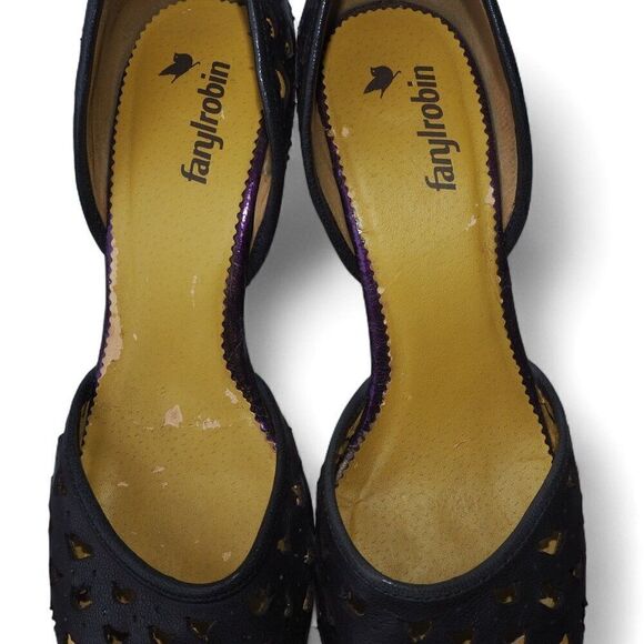 Faryl Robin Perforated Heels Navy / Yellow Women's 10 - Picture 11 of 13